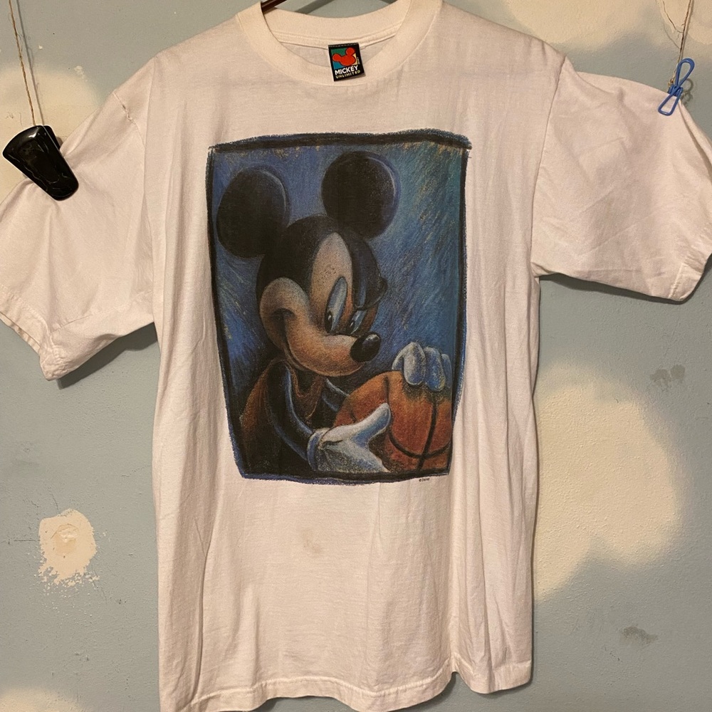 Vintage 90s Mickey Mouse Disney AOP Basketball Tee Shirt